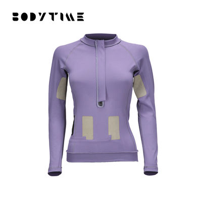 Casual Long Sleeve Ems Training Underwear ไนลอน Womans สีม่วง ชุดฝึกโยคะ